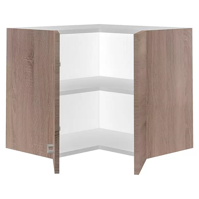 Flex-Well Samoa Eck-Hängeschrank Samoa - B x T x H: 60 x 32 x 54,8 cm, Weiß - Offener Eck-Hängeschrank mit Holzdekor-Türen und zwei weißen Innenablagen.
