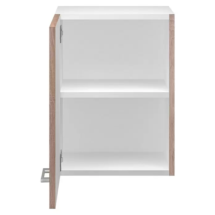 Flex-Well Samoa Küchen-Hängeschrank Samoa - B x T x H: 40 x 32 x 54,8 cm, Braun - Offener Wandschrank mit heller Holzmaserung außen und weißem Innenraum, zwei Einlegeböden und Griff.