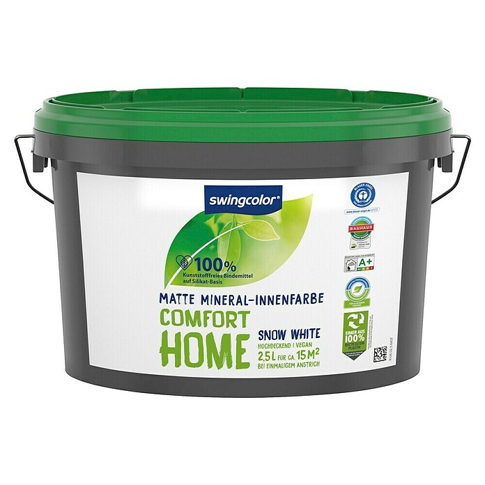 swingcolor Muurverf Comfort Home Minerale Interieurverf (Snow White, Extra mat, 2,5 l, Bevat geen conserveringsmiddelen) | BAUHAUS