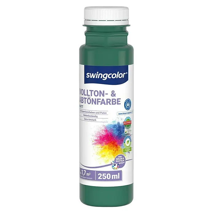 swingcolor Vollton- & Abtönfarbe - Laubgrün, Matt, 250 ml, Konservierungsmittelfrei - Flasche Swingcolor Vollton- & Abtönfarbe Matt, 250 ml. Geeignet zum Malen und Basteln.