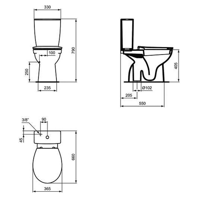 Ideal Standard Eurovit Staand toilet Duoblok AO (Spoelvorm: Diep, Wit, AO) | BAUHAUS