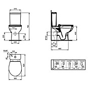 Ideal Standard Eurovit Staand toilet Duoblok PK (Zonder spoelrand, Met antibacteriële glazuur, Spoelvorm: Diep, Wit, PK) | BAUHAUS