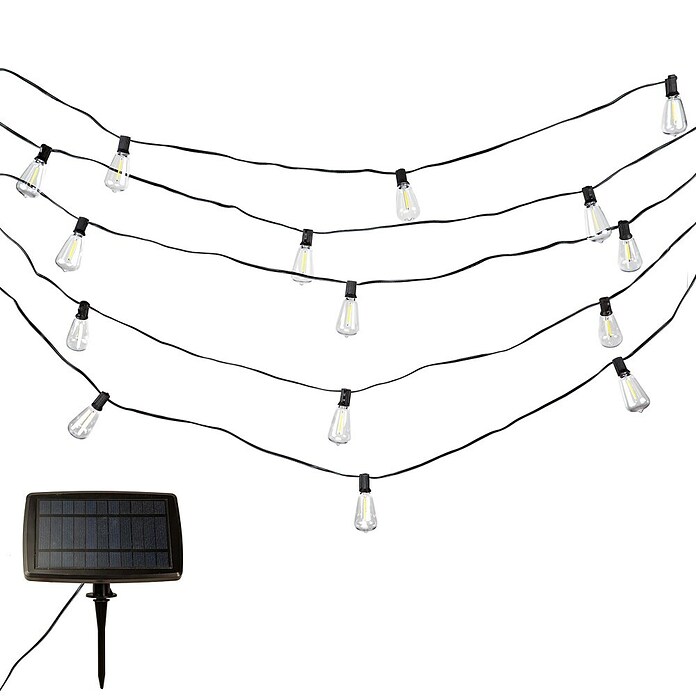 Arte confort Guirnalda solar LED Glimia (Para exterior, 785 cm, Blanco cálido) | BAUHAUS