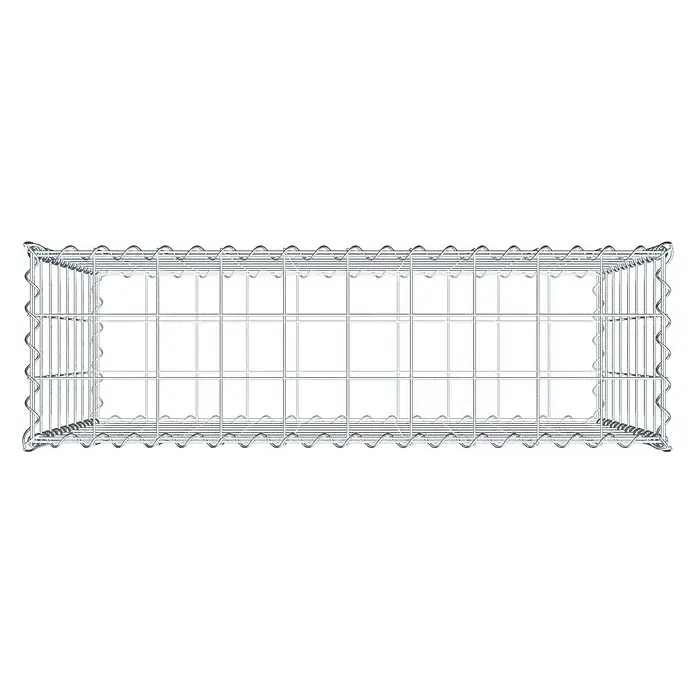 Gabiona Gabione - 100 x 30 x 80 cm, Metall, Maschenbreite: 100 mm, Maschenhöhe: 100 mm - Ansicht eines Gabionen-Drahtkorbs, der zur Unterstützung und Dekoration in Gärten oder Landschaften verwendet wird.