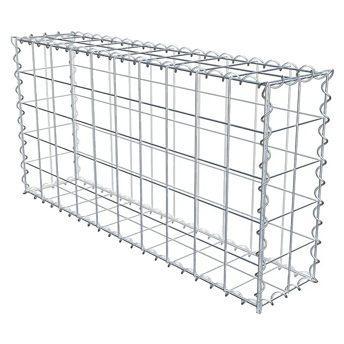 Gabiona Gabione - 100 x 20 x 50 cm, Metall, Maschenbreite: 100 mm, Maschenhöhe: 100 mm - Ein Gabionenkorb aus verzinktem Drahtgeflecht, ideal für Garten- und Landschaftsbau zur Hangbefestigung und Gestaltung.