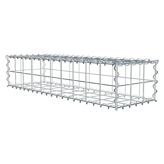 Gabiona Gabione - 100 x 30 x 20 cm, Metall, Maschenbreite: 100 mm, Maschenhöhe: 100 mm - Ansicht eines Gabionen-Drahtkorbs mit rechteckiger Form und spiralförmigen Verbindungsstücken für den Einsatz im Garten- und Landschaftsbau.