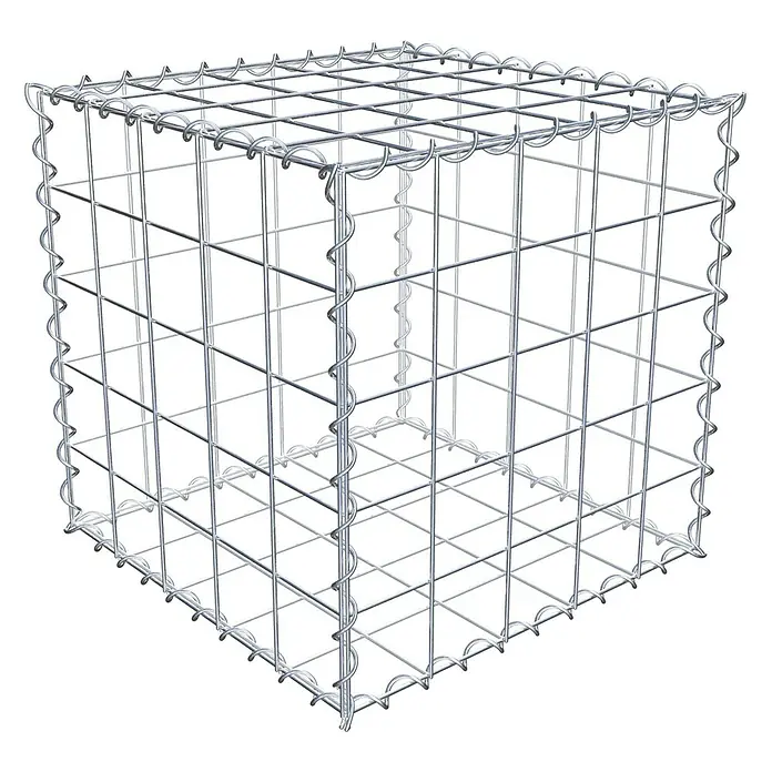 Gabiona Gabione - 50 x 50 x 50 cm, Metall, Maschenbreite: 100 mm, Maschenhöhe: 100 mm - Ansicht eines Gabionen-Steinkorbs, ideal zur Hangbefestigung, als Sichtschutz oder zur dekorativen Gartengestaltung.