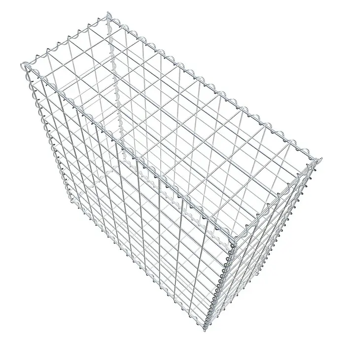 Gabiona Gabione - 100 x 40 x 100 cm, Metall, Maschenbreite: 100 mm, Maschenhöhe: 100 mm - Draufsicht auf einen leeren Gabionenkorb aus verzinktem Drahtgeflecht. Ideal für Garten- und Landschaftsbau.