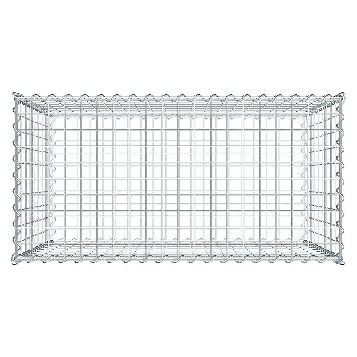 Gabiona Gabione - 100 x 50 x 90 cm, Metall, Maschenbreite: 50 mm, Maschenhöhe: 100 mm - Ein leeres Gabionen-Element aus verzinktem Drahtgeflecht, bereit zur Befüllung mit Steinen oder anderen Materialien für den Gartenbau.