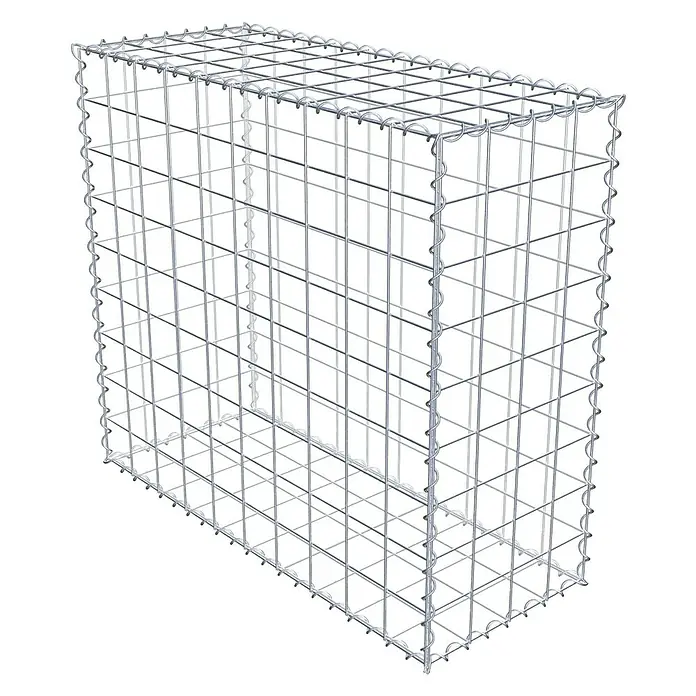 Gabiona Gabione - 100 x 40 x 90 cm, Metall, Maschenbreite: 100 mm, Maschenhöhe: 100 mm - Bild einer leeren Gabione, eines Drahtkorbes für Steine, ideal für den Garten- und Landschaftsbau. Robuste Konstruktion für vielseitige Anwendungen.