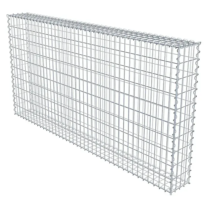 Gabiona Gabione - 200 x 20 x 100 cm, Metall, Maschenbreite: 50 mm, Maschenhöhe: 100 mm - Ein Gabionenkorb aus Drahtgeflecht, ideal für den Garten- und Landschaftsbau als Stützmauer oder dekoratives Element.