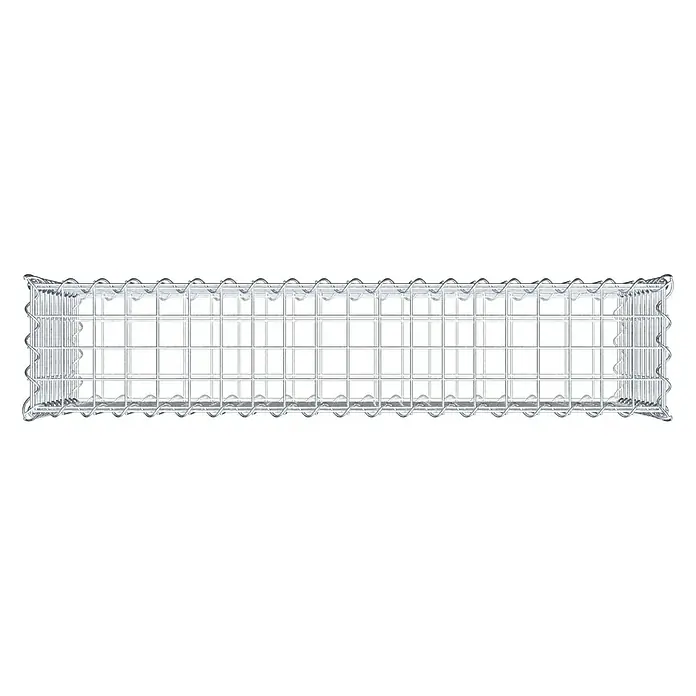Gabiona Gabione - 100 x 20 x 50 cm, Metall, Maschenbreite: 50 mm, Maschenhöhe: 50 mm - Draufsicht eines Gabionenkastens aus verzinktem Drahtgitter, ideal für Gartenbau und Landschaftsgestaltung. Robust und vielseitig einsetzbar.