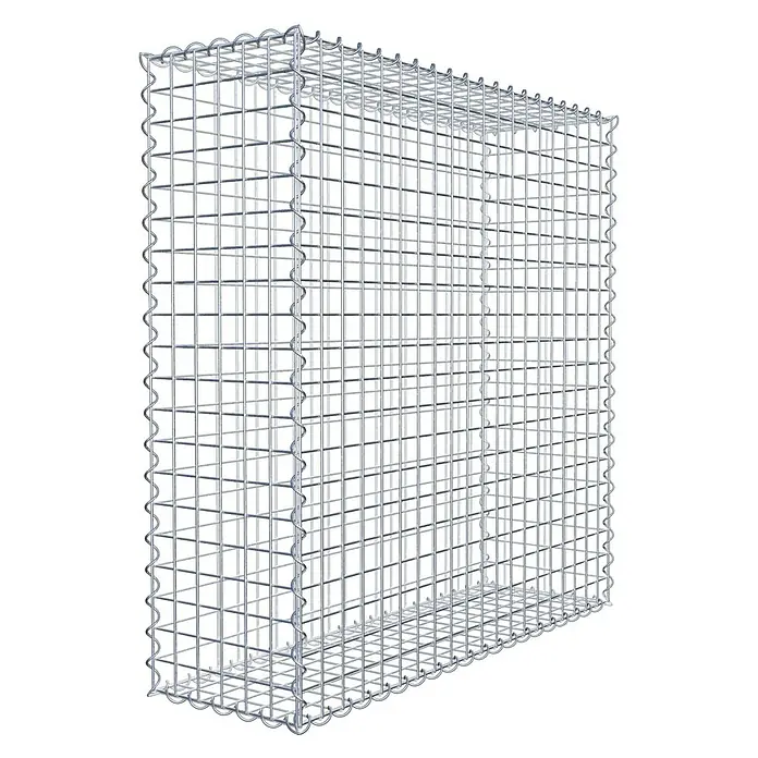 Gabiona Gabione - 100 x 30 x 100 cm, Metall, Maschenbreite: 50 mm, Maschenhöhe: 50 mm - Ansicht eines leeren Gabionenkobels aus Drahtgeflecht, ideal für Landschaftsbau und Erosionsschutz, mit robustem Design.