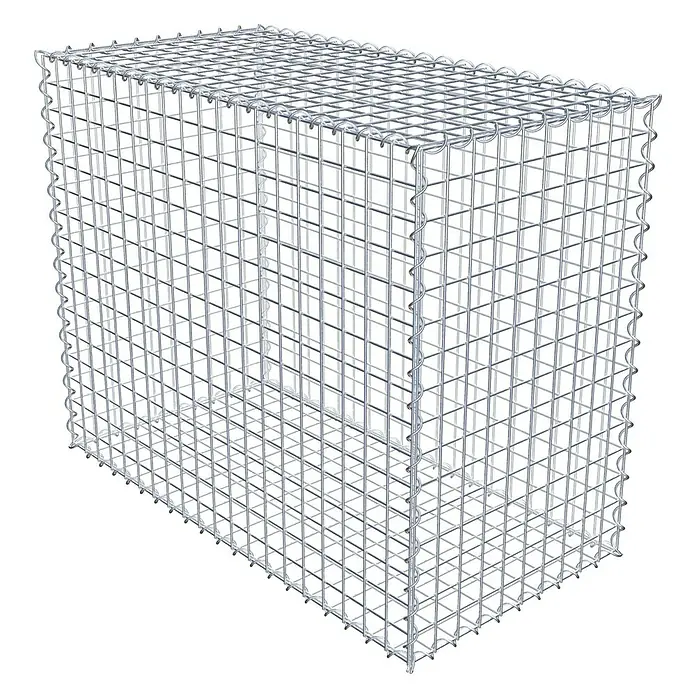 Gabiona Gabione - 100 x 50 x 80 cm, Metall, Maschenbreite: 50 mm, Maschenhöhe: 50 mm - Ein rechteckiger Gabionenkorb aus verzinktem Drahtgeflecht, ideal für Garten- und Landschaftsbau.