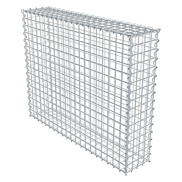Gabiona Gabione - 100 x 20 x 80 cm, Metall, Maschenbreite: 50 mm, Maschenhöhe: 50 mm - Rechteckiger Gabionen-Drahtkorb aus verzinktem Stahl für Garten- oder Landschaftsbauprojekte.