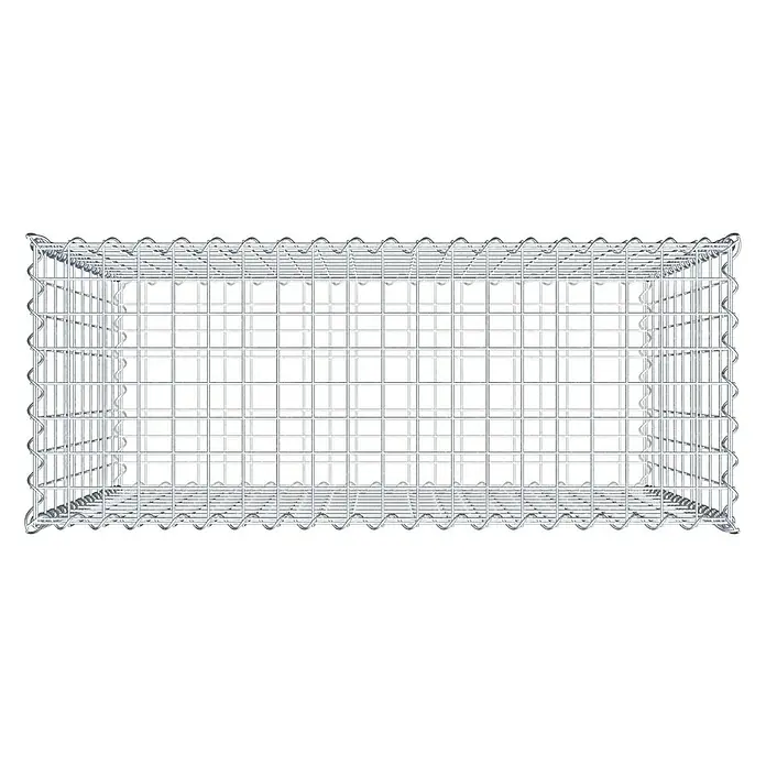 Gabiona Gabione - 100 x 40 x 100 cm, Metall, Maschenbreite: 50 mm, Maschenhöhe: 100 mm - Produktbild eines Gabionenkorbs aus silberfarbenem Metalldraht. Ideal für den Garten- und Landschaftsbau.