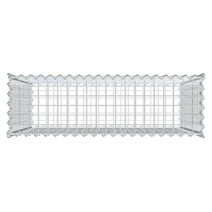 Gabiona Gabione - 100 x 30 x 90 cm, Metall, Maschenbreite: 50 mm, Maschenhöhe: 50 mm - Bild einer Gabione, einem Drahtkorb, der mit Steinen gefüllt wird, um Stützmauern oder dekorative Elemente zu schaffen.