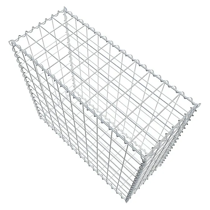 Gabiona Gabione - 100 x 40 x 90 cm, Metall, Maschenbreite: 100 mm, Maschenhöhe: 100 mm - Detailaufnahme eines Gabionenkorbs aus verzinktem Draht, der Stabilität und Langlebigkeit für verschiedene Anwendungen bietet.
