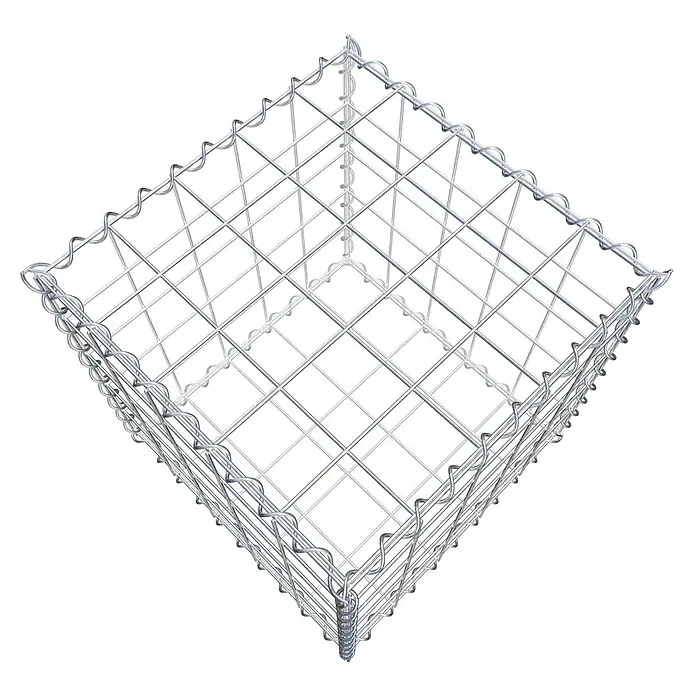 Gabiona Gabione - 50 x 50 x 50 cm, Metall, Maschenbreite: 100 mm, Maschenhöhe: 100 mm - Ein quadratischer Gabionen-Steinkorb aus Drahtgeflecht, ideal für Gartenbau und Landschaftsgestaltung.