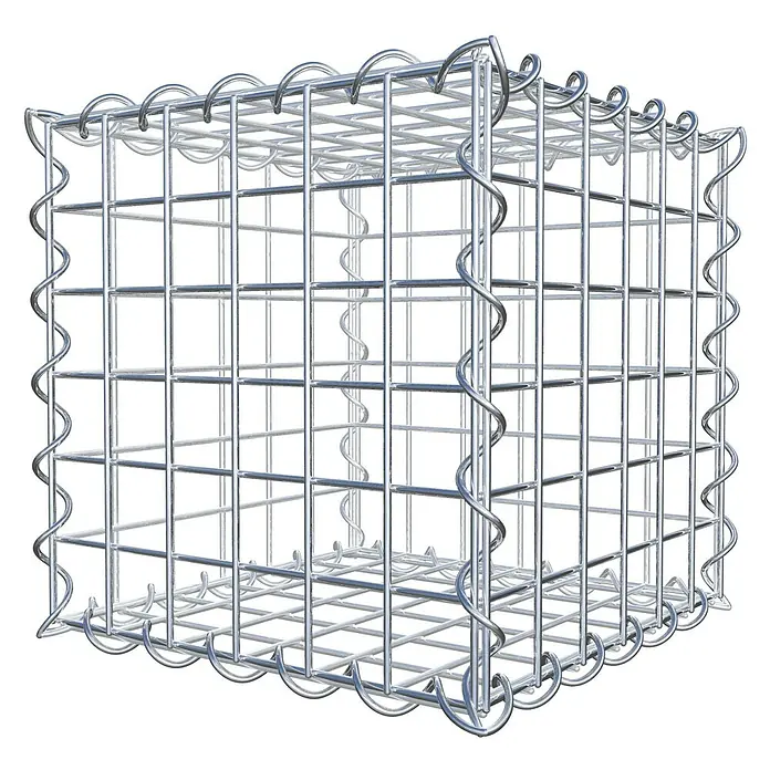 Gabiona Gabione - 30 x 30 x 30 cm, Metall, Maschenbreite: 50 mm, Maschenhöhe: 50 mm - Bild eines Gabionenkorbs aus Draht. Ein stabiler, quaderförmiger Drahtgitterkorb für den Garten- und Landschaftsbau, ideal für Steine.