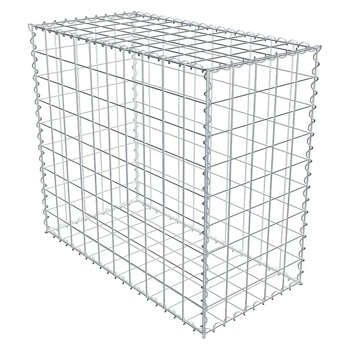 Gabiona Gabione - 100 x 50 x 90 cm, Metall, Maschenbreite: 100 mm, Maschenhöhe: 100 mm - Eine Gabione aus Drahtgeflecht in rechteckiger Form, die Stabilität und Funktionalität für verschiedene Anwendungen bietet.