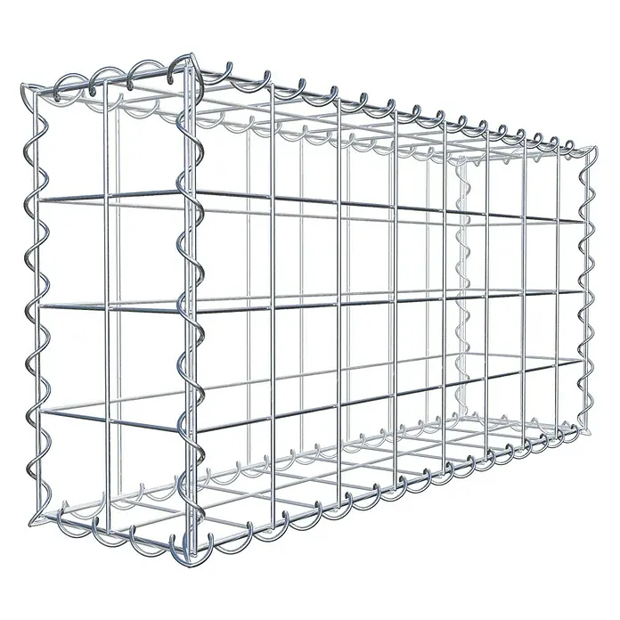 Gabiona Gabione - 80 x 20 x 40 cm, Metall, Maschenbreite: 100 mm, Maschenhöhe: 100 mm - Detailansicht eines Gabionenkorbs aus Draht, ideal für Gartenbau und Landschaftsgestaltung. Robuste Konstruktion für langlebige Stabilität im Außenbereich.