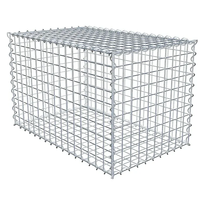 Gabiona Gabione - 80 x 50 x 50 cm, Metall, Maschenbreite: 50 mm, Maschenhöhe: 50 mm - Ansicht eines Gabionenkorbs aus verzinktem Drahtgeflecht, der Stabilität und Vielseitigkeit für den Gartenbau bietet.