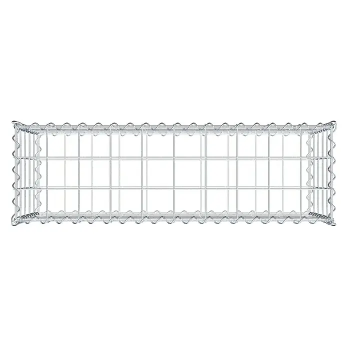 Gabiona Gabione - 100 x 30 x 50 cm, Metall, Maschenbreite: 100 mm, Maschenhöhe: 100 mm - Detailansicht eines Gabionenkorbs aus verzinktem Stahl, der sich ideal zur Hangbefestigung oder als dekoratives Element eignet.