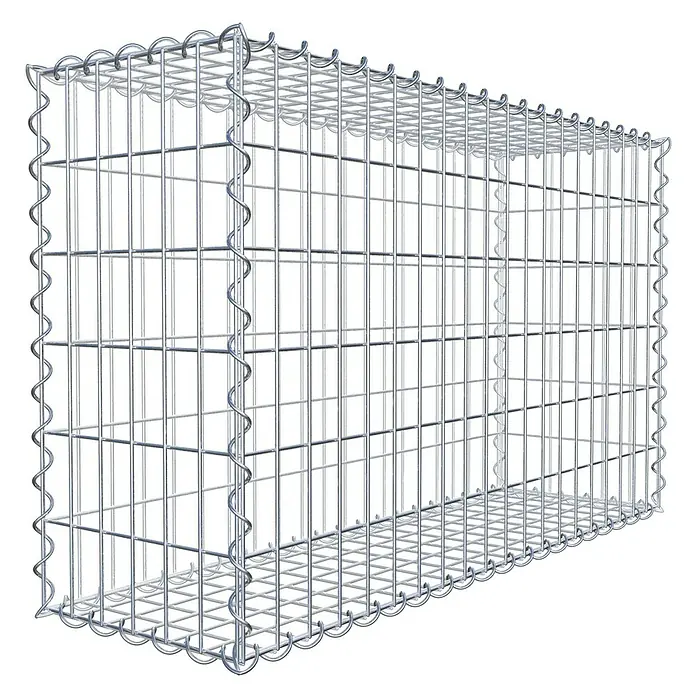 Gabiona Gabione - 100 x 30 x 60 cm, Metall, Maschenbreite: 50 mm, Maschenhöhe: 100 mm - Ein leeres Gabionen-Element, bestehend aus einem rechteckigen Drahtgitterkorb mit gewellten Kanten, ideal für Gartenbau und Landschaftsgestaltung.