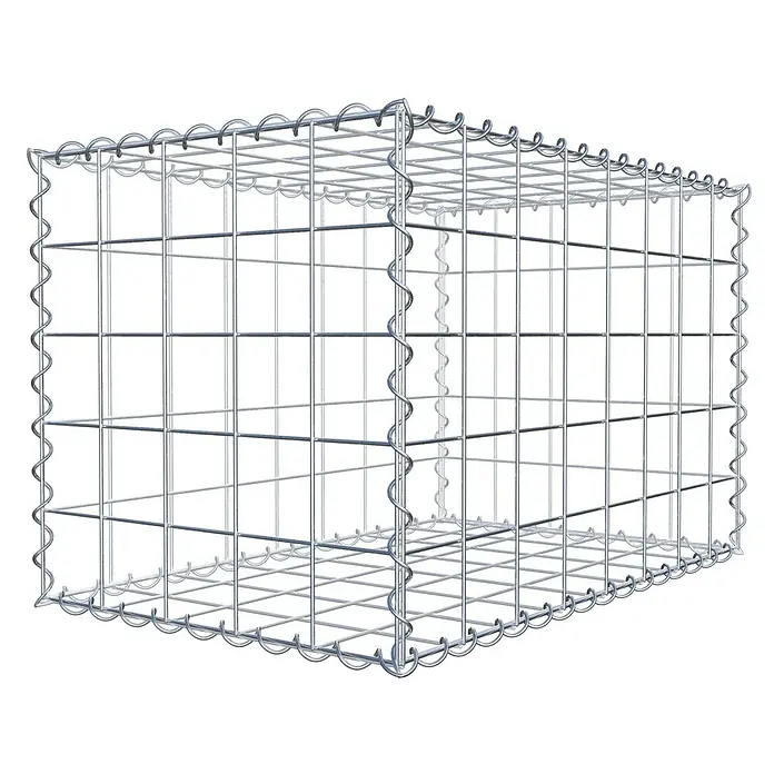 Gabiona Gabione - 80 x 50 x 50 cm, Metall, Maschenbreite: 100 mm, Maschenhöhe: 100 mm - Ein Gabionenkäfig aus Drahtgeflecht, ideal für den Garten- und Landschaftsbau. Robuste Konstruktion für vielfältige Gestaltungsmöglichkeiten.