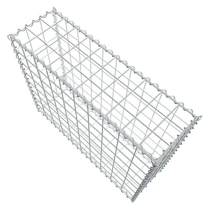 Gabiona Gabione - 100 x 30 x 80 cm, Metall, Maschenbreite: 100 mm, Maschenhöhe: 100 mm - Das Bild zeigt einen Gabionenkorb aus verzinktem Drahtgeflecht, der für den Einsatz im Garten- und Landschaftsbau konzipiert ist.