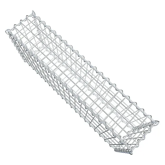 Gabiona Gabione100 x 20 x 40 cm, Metall, Maschenbreite: 50 mm, Maschenhöhe: 100 mm - Draufsicht eines Gabionenkorbs, einer rechteckigen Drahtgitterbox, die zur Uferbefestigung und Erosionskontrolle verwendet wird.