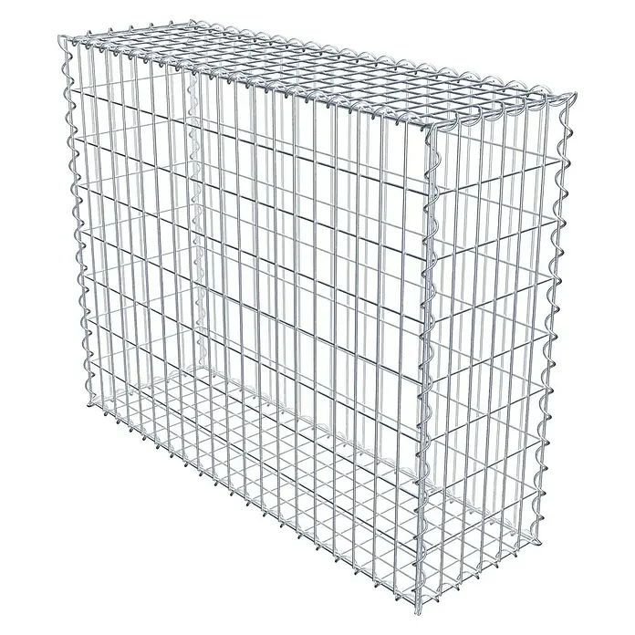 Gabiona Gabione - 100 x 30 x 80 cm, Metall, Maschenbreite: 50 mm, Maschenhöhe: 100 mm - Produktabbildung eines Gabionenkorbs aus Drahtgeflecht, ideal für den Garten- und Landschaftsbau zur Gestaltung von Mauern und Beeten.