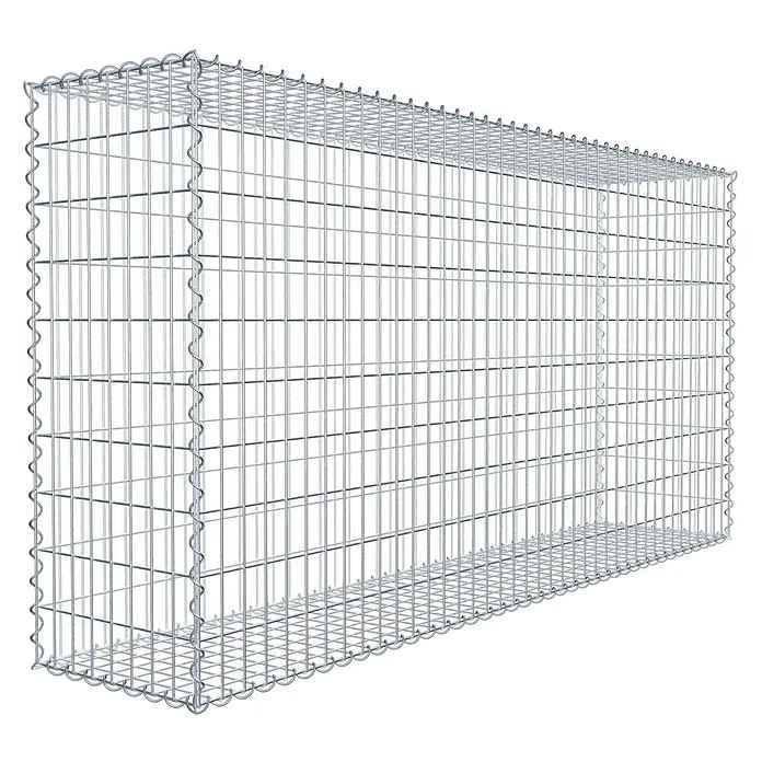 Gabiona Gabione200 x 40 x 100 cm, Metall, Maschenbreite: 50 mm, Maschenhöhe: 100 mm - Ein Gabionenkäfig aus verzinktem Drahtgeflecht, ideal zur Befüllung mit Steinen für dekorative und funktionale Zwecke im Garten.