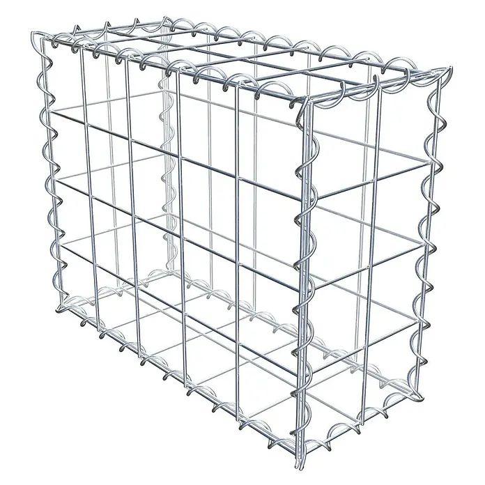 Gabiona Gabione - 50 x 20 x 40 cm, Metall, Maschenbreite: 100 mm, Maschenhöhe: 100 mm - Produktabbildung eines Gabionenkorbs aus Drahtgeflecht, ideal zur Hangbefestigung und Gartengestaltung. Robuste Konstruktion für den Außenbereich.