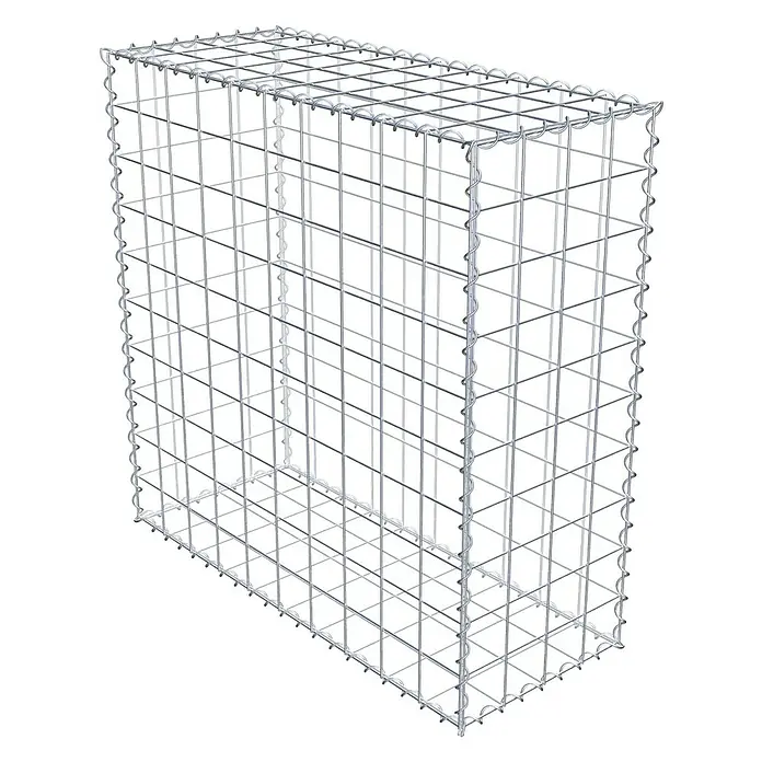 Gabiona Gabione - 100 x 40 x 100 cm, Metall, Maschenbreite: 100 mm, Maschenhöhe: 100 mm - Das Bild zeigt einen Gabionenkorb, der typischerweise für Stützmauern oder dekorative Zwecke im Gartenbau verwendet wird.