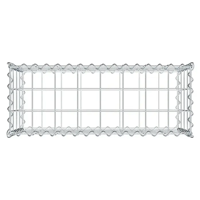 Gabiona Gabione - 80 x 30 x 40 cm, Metall, Maschenbreite: 100 mm, Maschenhöhe: 100 mm - Ein detailreiches Bild eines leeren Gabionenkorbs aus verzinktem Draht, ideal zur Gestaltung von Außenbereichen.