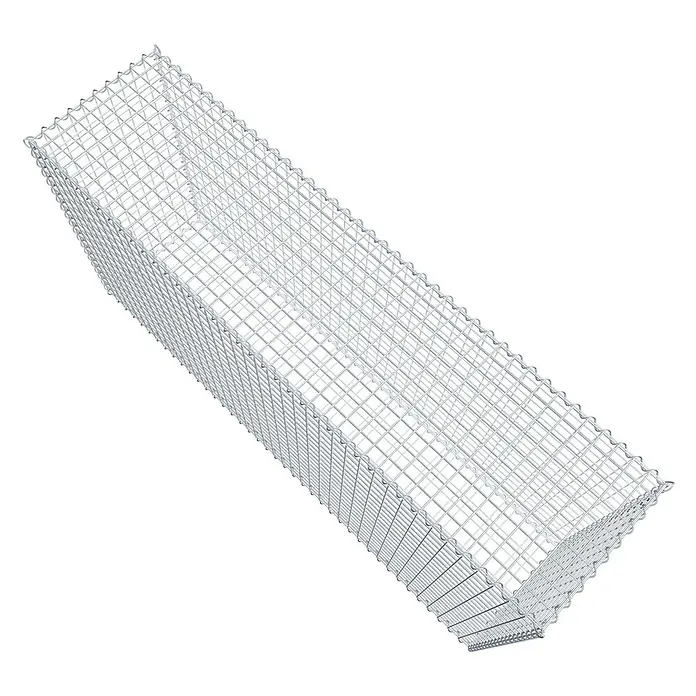 Gabiona Gabione - 200 x 50 x 100 cm, Metall, Maschenbreite: 50 mm, Maschenhöhe: 50 mm - Das Bild zeigt einen Gabionenkorb aus Drahtgeflecht, der für den Einsatz im Garten- und Landschaftsbau konzipiert ist.