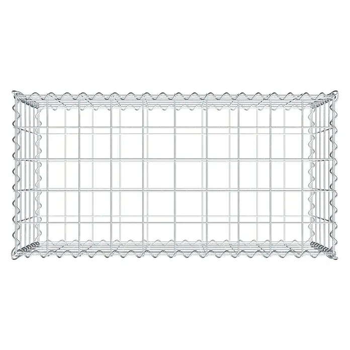 Gabiona Gabione - 100 x 50 x 50 cm, Metall, Maschenbreite: 100 mm, Maschenhöhe: 100 mm - Ansicht eines Gabionenkorbs, einer Drahtgitterstruktur für Steine zur Garten- und Landschaftsgestaltung.