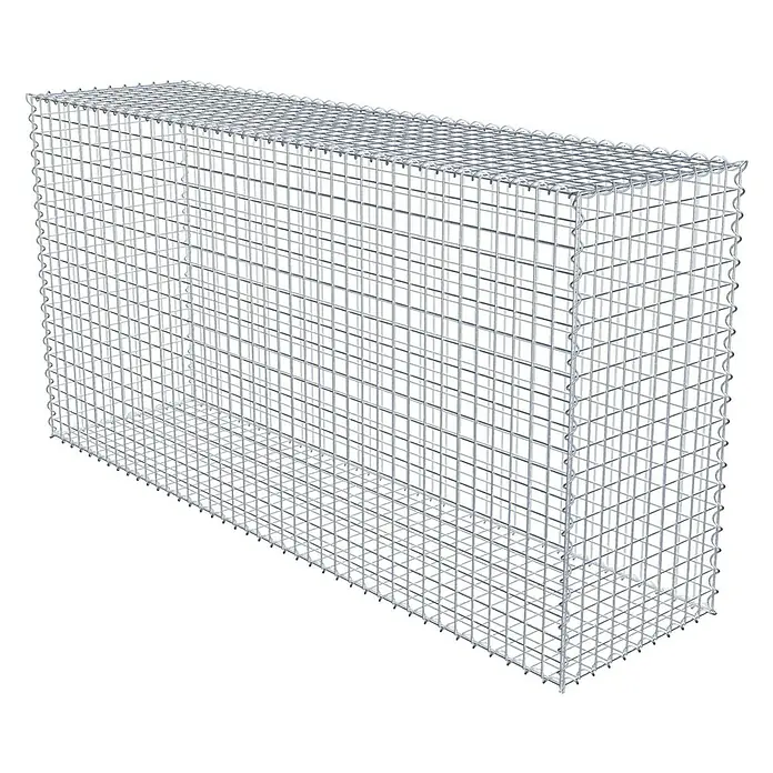 Gabiona Gabione - 200 x 50 x 100 cm, Metall, Maschenbreite: 50 mm, Maschenhöhe: 50 mm - Ein rechteckiger Gabionenkorb aus Drahtgeflecht, ideal für den Garten- und Landschaftsbau. Der Steinkorb bietet Stabilität und modernes Design.