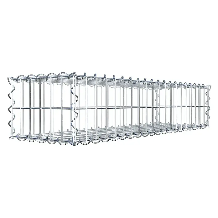Gabiona Gabione - 100 x 30 x 20 cm, Metall, Maschenbreite: 50 mm, Maschenhöhe: 100 mm - Nahaufnahme eines Gabionenkorbs aus verzinktem Draht mit rechteckiger Form. Ideal für Garten- und Landschaftsbauprojekte.