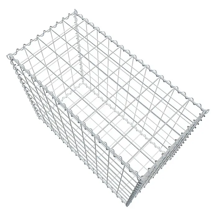 Gabiona Gabione - 100 x 50 x 80 cm, Metall, Maschenbreite: 100 mm, Maschenhöhe: 100 mm - Draufsicht auf einen Gabionenkorb aus starkem Drahtgeflecht. Ideal für Landschaftsbau und zur Hangbefestigung im Gartenbereich.