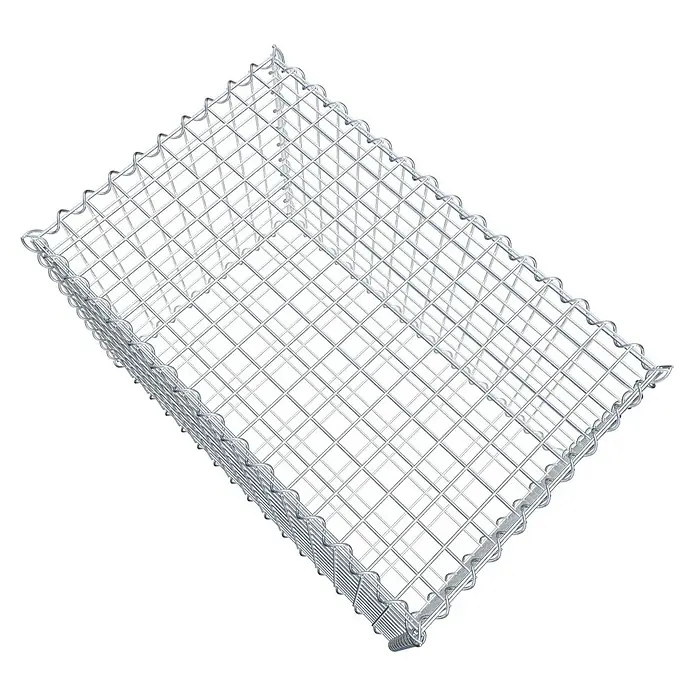 Gabiona Gabione - 80 x 50 x 50 cm, Metall, Maschenbreite: 50 mm, Maschenhöhe: 50 mm - Ein Gabionenkorb aus Drahtgeflecht, der als Stützmauer oder zur Uferbefestigung verwendet wird, ist hier abgebildet.