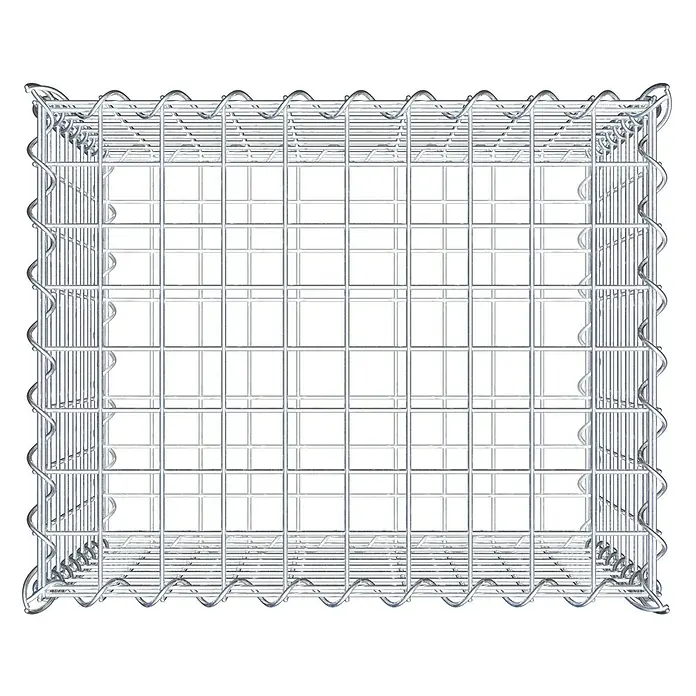 Gabiona Gabione - 50 x 40 x 40 cm, Metall, Maschenbreite: 50 mm, Maschenhöhe: 50 mm - Bild eines rechteckigen Gabionenkorbs aus verzinktem Drahtgeflecht, ideal für Gartengestaltung und Landschaftsbau.