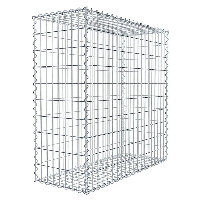 Gabiona Gabione - 100 x 40 x 100 cm, Metall, Maschenbreite: 50 mm, Maschenhöhe: 100 mm - Ein detailreiches Bild eines Gabionenkäfigs, der durch seine Drahtgitterstruktur und Stabilität für den Einsatz im Garten- und Landschaftsbau geeignet ist.