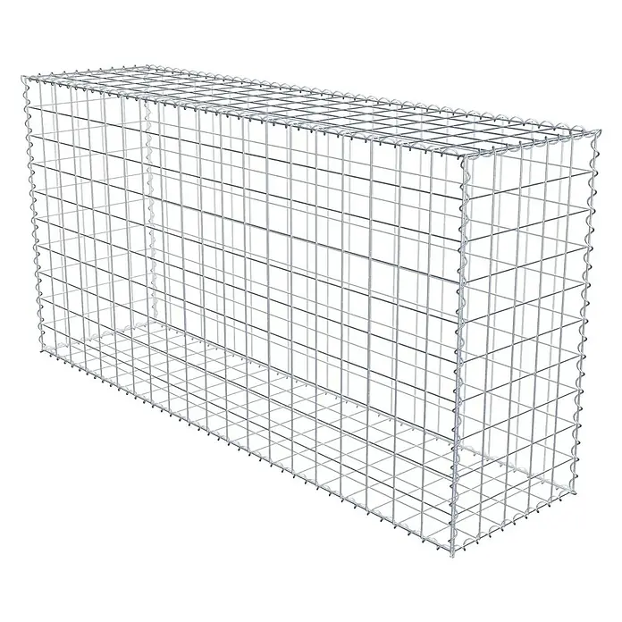 Gabiona Gabione - 200 x 50 x 100 cm, Metall, Maschenbreite: 100 mm, Maschenhöhe: 100 mm - Bild einer Gabione aus Drahtgeflecht. Ideal für Gartenbau und Landschaftsgestaltung, bietet Stabilität und modernes Design.