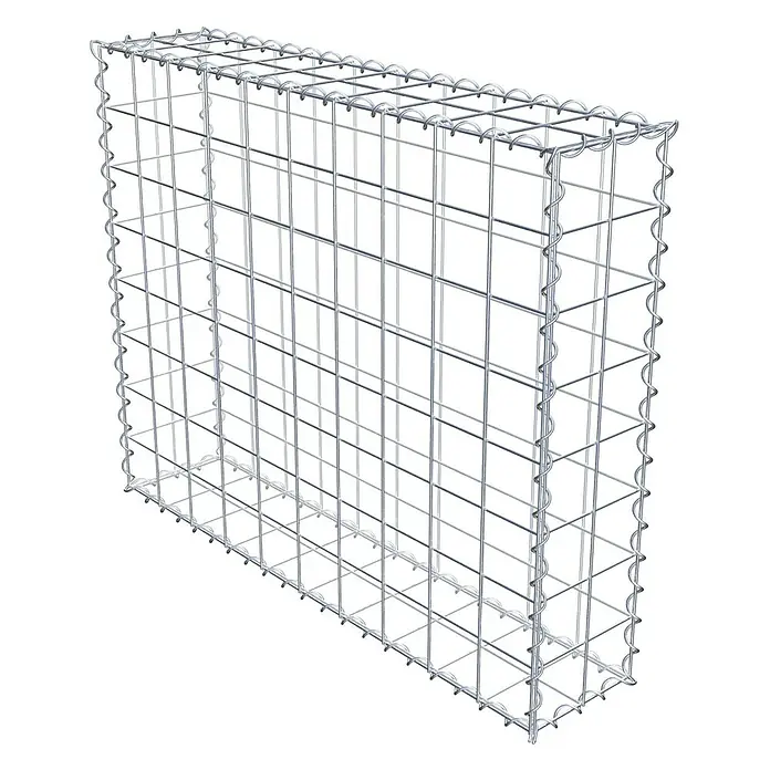 Gabiona Gabione - 100 x 20 x 80 cm, Metall, Maschenbreite: 100 mm, Maschenhöhe: 100 mm - Ansicht eines Gabionenkäfigs aus Drahtgeflecht. Ideal für Gartenbau und Landschaftsgestaltung zur Hangbefestigung und Gestaltung.