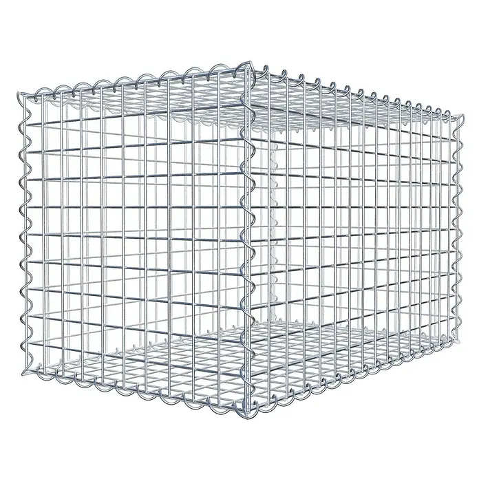 Gabiona Gabione - 80 x 50 x 50 cm, Metall, Maschenbreite: 50 mm, Maschenhöhe: 50 mm - Darstellung eines Gabionenkäfigs aus Draht. Das Produkt ist ideal für den Einsatz im Garten- und Landschaftsbau.