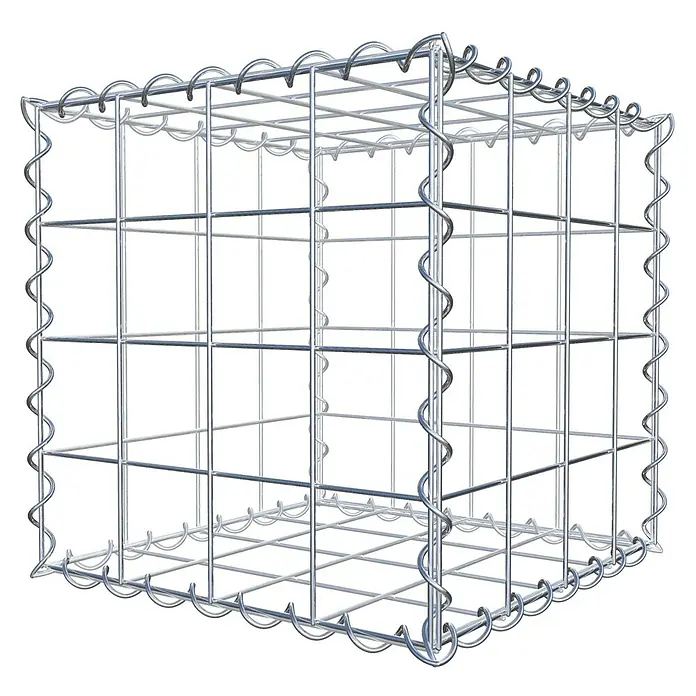 Gabiona Gabione - 40 x 40 x 40 cm, Metall, Maschenbreite: 100 mm, Maschenhöhe: 100 mm - Ein Gabionenkorb aus Drahtgitter. Ideal für den Garten- und Landschaftsbau, dekorativ und stabil, für individuelle Gestaltung.