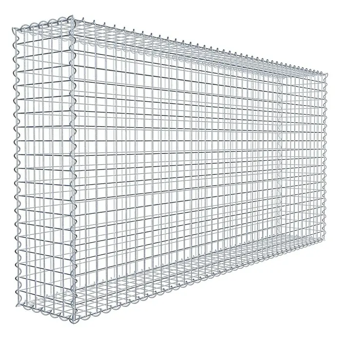 Gabiona Gabione - 200 x 30 x 100 cm, Metall, Maschenbreite: 50 mm, Maschenhöhe: 50 mm - Ein Gabionen-Drahtkorb, der leer und bereit zum Befüllen mit Steinen oder anderen Materialien für den Landschaftsbau ist.